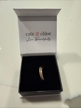 cate & chloe Bianca 18k gold Swarovski hoop earrings